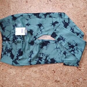 Pulse Revive Black/Green Tie Dye Glute Control 7/8 Length Leggings Size M NWT